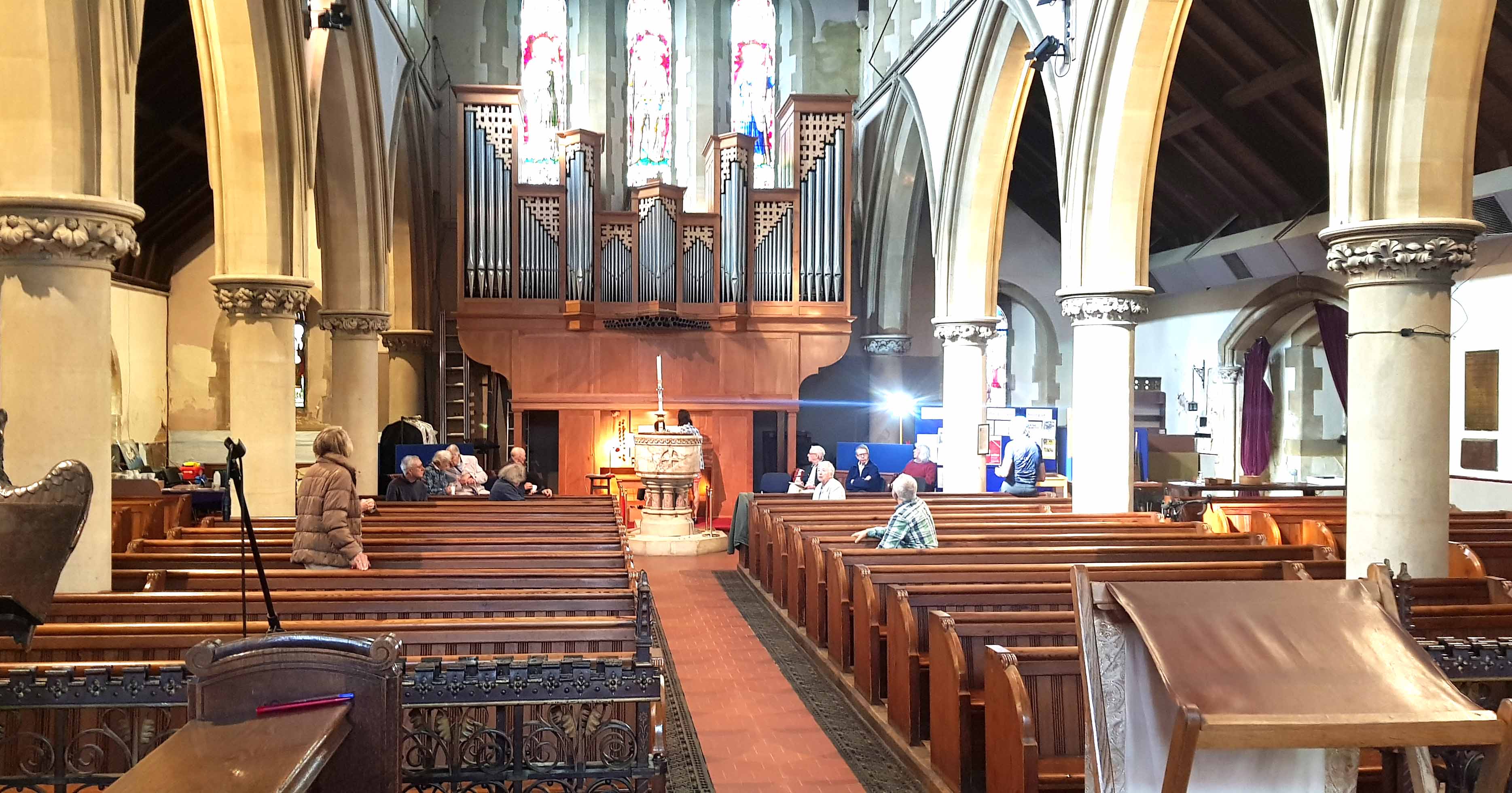 Image: The organ at All Saints Friern Barnet viewed from the choir